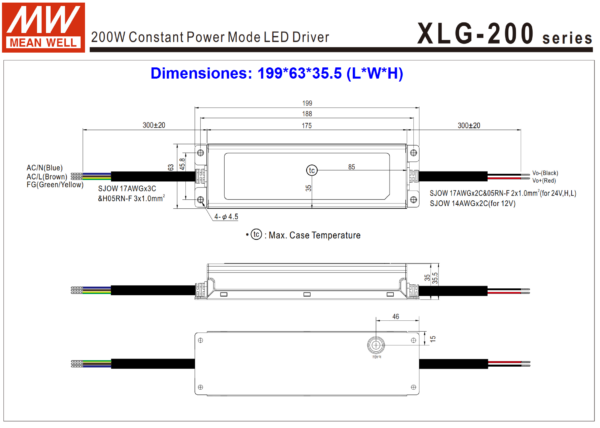 12v16 amp driver led mean well xlg 200 12 a 1
