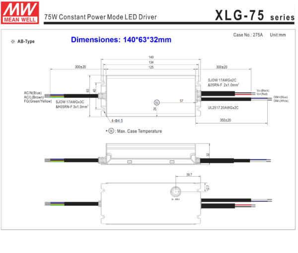 12v5 amp driver led mean well xlg 75 12 a 1