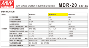 MDR-20-12 FUENTE DE PODER 12V@1.67 Amp 2 mdr 20 12 fuente mean well