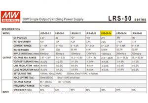LRS-50-24 FUENTE DE PODER 24V@2.2 Amp 3 6700048 LRS 50 24 3 FUENTE MW METALICA 24V@2.2A CJ60