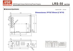 LRS-50-24 FUENTE DE PODER 24V@2.2 Amp 4 6700048 LRS 50 24 4 FUENTE MW METALICA 24V@2.2A CJ60