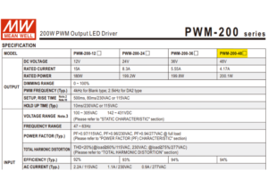 PWM-200-48 FUENTE DE PODER 48V@4.17 Amp 2 6700127 PWM 200 48 FUENTE MW DRIVER 48V@4.17A IP67 DIMERIZABLE CJ12