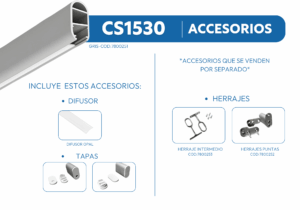 CS1530 PERFIL DE ALUMINIO PARA CLOSETS DIFUSOR OPAL CLOSETS 1mtr 2 CS1530 1 1