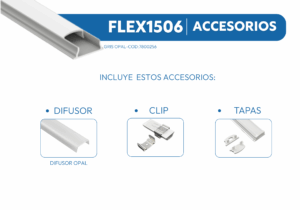 FLEX1506 PERFIL DE ALUMINIO DIFUSOR OPAL 1mtr 2 FLEX1506 2 1