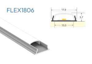 FLEX1806 PERFIL DE ALUMINIO DIFUSOR OPAL 1 mtr