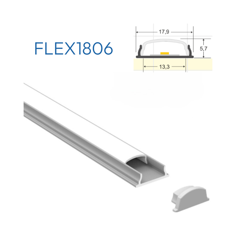 Difusor Opal plano para perfil Aluminio Anodizado PS3312, barra de 3 Metros