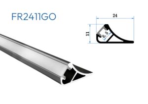 FR2411NO PERFIL DE ALUMINIO NEGRO DIFUSOR OPAL 1mtr