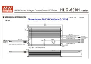 HLG-600H-12A IP65 MW 12V@40 Amp Driver LED 4 HLG 600H 12A 5 FUENTE MW METALICA 12V@40A CJ4