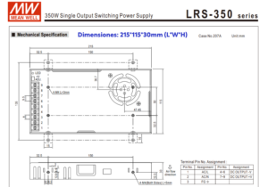 LRS-350-36 MW 36V@9.7 Amp 4 LRS 350 36 FUENTE MW METALICA 36V@9.7A CJ15 2