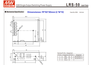 LRS-50-12 FUENTE DE PODER 12V@4.2 Amp 3 LRS 50 12 FUENTE MW METALICA 12V@4.2A CJ60