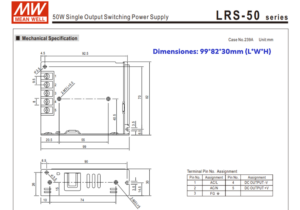 LRS-50-5 FUENTE DE PODER 5V@10 Amp 3 LRS 50 5 3 FUENTE MW METALICA 5V@10A CJ60
