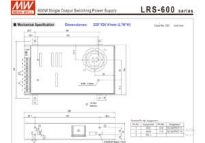 LRS-600-48 MW 48V@12.5 Amp 3 LRS 600 48 FUENTE MW METALICA 48V@12.5A CJ12 2