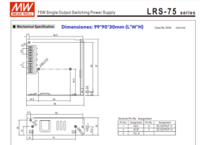 LRS-75-24 FUENTE DE PODER 24V@3.2 Amp 3 LRS 75 24 FUENTE MW METALICA 24V@3.2A CJ45 2