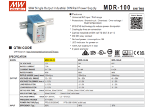 MDR-100-12 FUENTE DE PODER 12V@7,5 Amp 2 MDR 100 12 FUENTE MW RIEL DIN 12V@7.5A CJ30