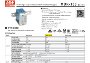 MDR-100-24 FUENTE DE PODER 24V@4 Amp 2 MDR 100 24 FUENTE MW RIEL DIN 24V@4A CJ30