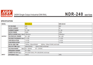 NDR-240-24 FUENTE DE PODER 24V@10 Amp 2 NDR 240 24 2 FUENTE MW RIEL DIN 24V@10A CJ12