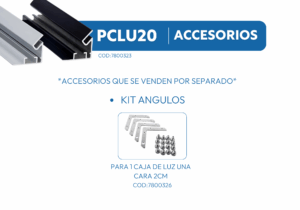 PCLU20 2cm PERFIL CAJA DE LUZ UNA CARA 1mtr 5 PCLU20 1