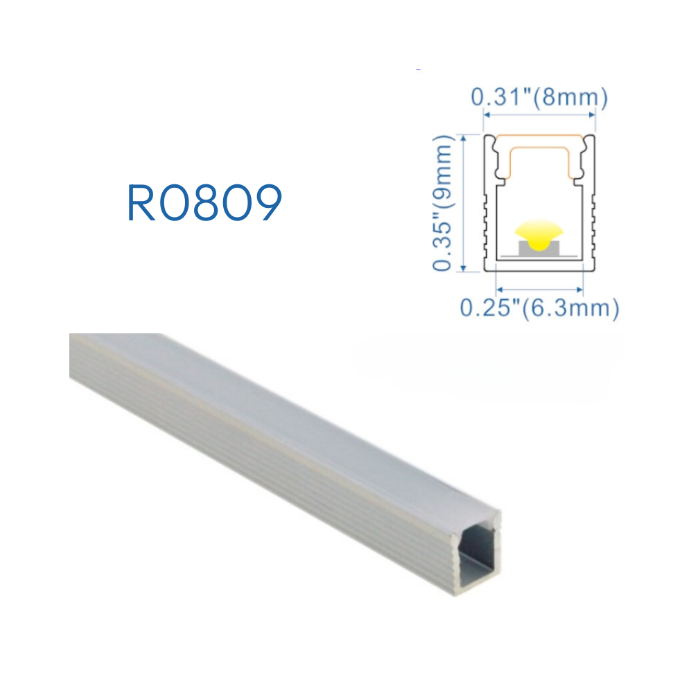 R0809 PERFIL DE ALUMINIO DIFUSOR OPAL - Productos LED Bogotá - Fuentes,  adaptadores y circuitos Colombia