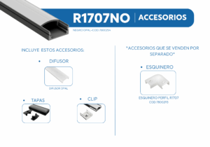 R1707NO PERFIL DE ALUMINIO NEGRO DIFUSOR OPAL 1mtr 3 R1707NO 1 1