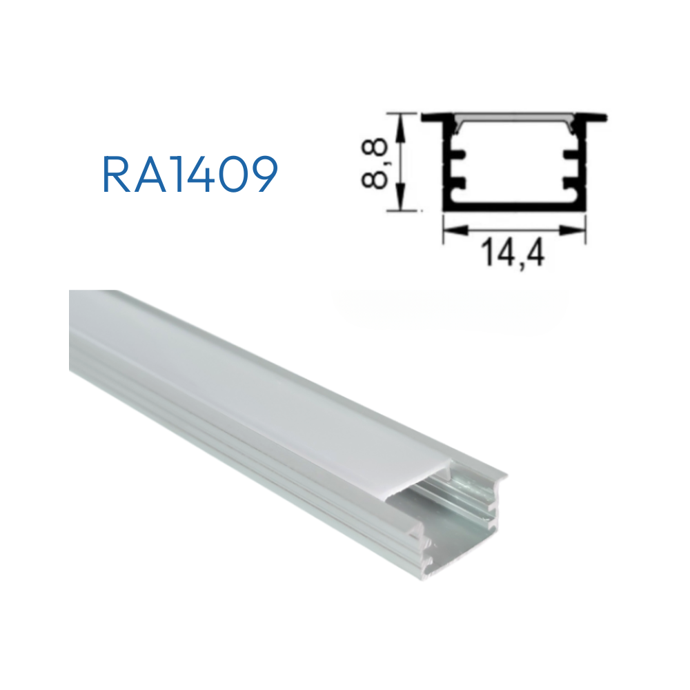 RA1409 PERFIL DE ALUMINIO DIFUSOR OPAL - Productos LED Bogotá - Fuentes,  adaptadores y circuitos Colombia
