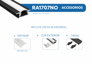 RA1707NO PERFIL DE ALUMINIO NEGRO DIFUSOR OPAL 1mtr 2 RA1707 5