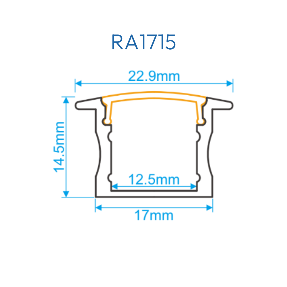 Perfil de aluminio BLANCO superficie 17x15x2000mm con difusor opal, grapas  y tapones