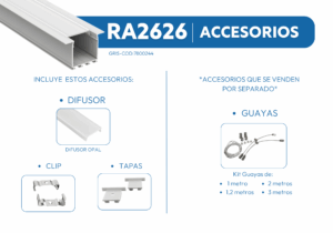 RA2626 PERFIL DE ALUMINIO DIFUSOR OPAL 1mtr 2 RA2626 1