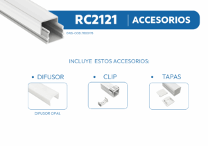 RC2121 PERFIL DE ALUMINIO DIFUSOR OPAL 1mtr 2 RC2121 1