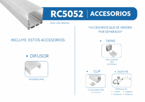 RC5052 PERFIL DE ALUMINIO DIFUSOR OPAL 1mtr 2 RC5052 4 1