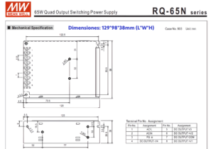 RQ-65B MW FUENTE CUADRUPLE 3 RQ 65B2 FUENTE MW METALICA MULTIVOLTAJE 5V 12V 5V 12V CJ30