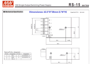 RS-15-5 FUENTE DE PODER 5V@3 Amp 4 RS 15 5 2 FUENTE MW METALICA 5V@3A CJ108