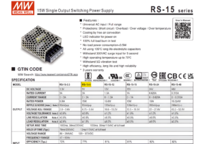 RS-15-5 FUENTE DE PODER 5V@3 Amp 3 RS 15 5 FUENTE MW METALICA 5V@3A CJ108