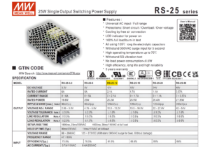 RS 25 12 FUENTE MW METALICA 12V@2.1A CJ60