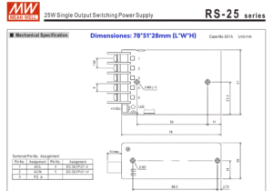 RS-25-5 FUENTE DE PODER 5V@5 Amp 4 RS 25 5 2 FUENTE MW METALICA 5V@5A CJ60
