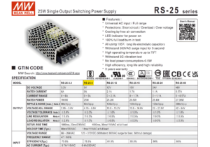 RS-25-5 FUENTE DE PODER 5V@5 Amp 3 RS 25 5 FUENTE MW METALICA 5V@5A CJ60