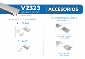 V2323 PERFIL DE ALUMINIO SIN DIFUSOR 1mtr 2 V2323 1