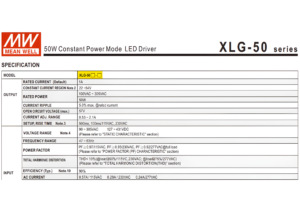 XLG-50-AB FUENTE DIMERIZABLE 54V@1 Amp 2 XLG 50 A FUENTE MW ALUM IP67 54V@1A CJ24 1