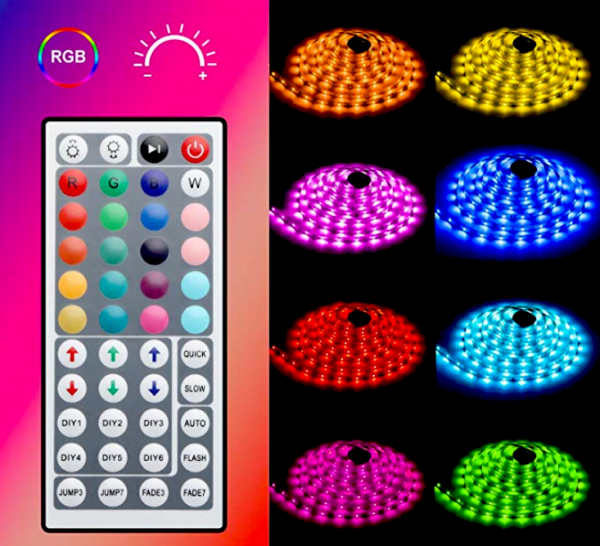 kit cinta led rgb controlador adaptador 1