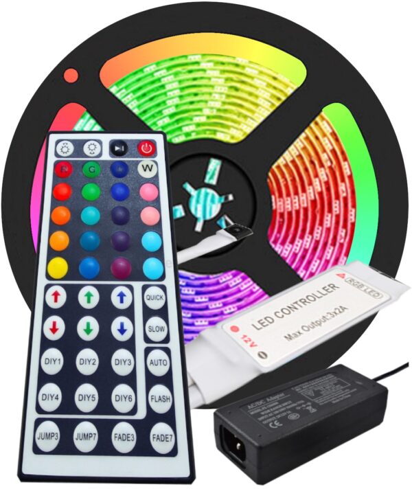 kit cinta led rgb controlador adaptador 3