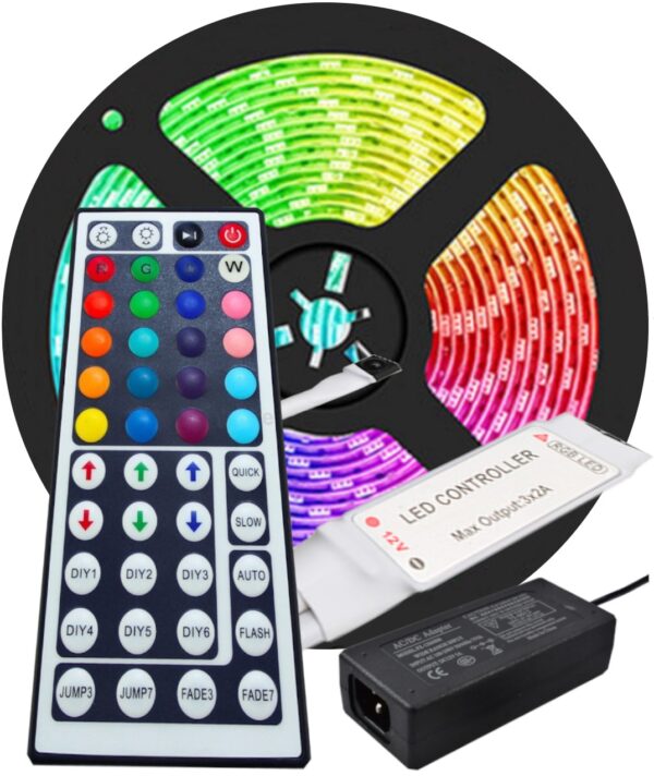 kit cinta led rgb controlador adaptador