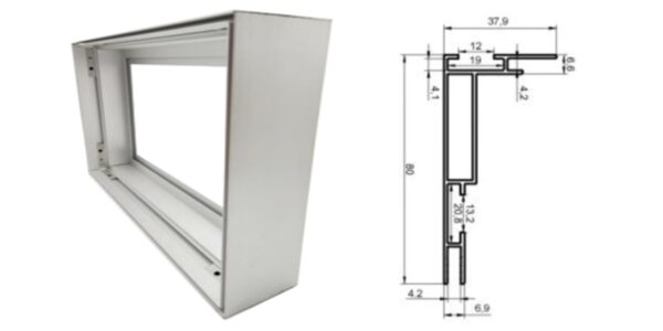 perfil caja de luz tela 8cm