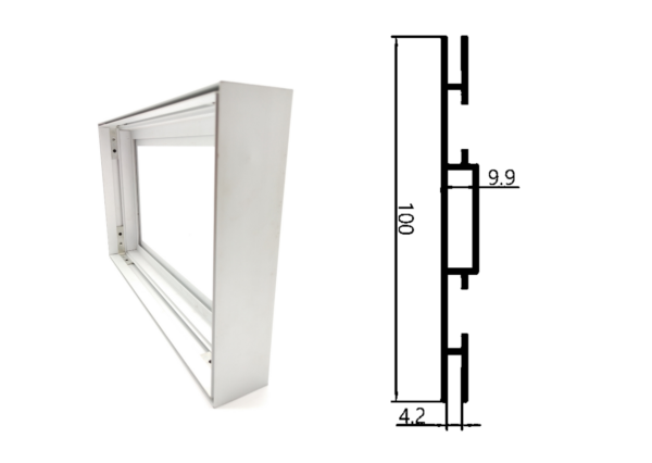 perfil caja de luz tela doble cara 10cm