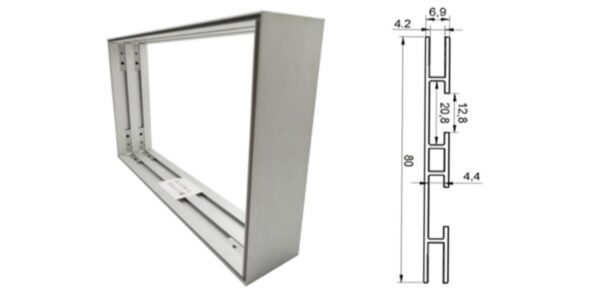 perfil caja de luz tela doble cara 8cm