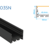 7800574 R5035N PERFIL DE ALUMINIO CR NEGRO SIN DIFUSOR 3.5MTR CJ63 UTB NVP 5