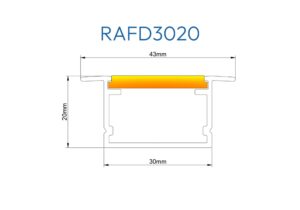 7800587 RAFD3020 2 PERFIL DE ALUMINIO CRUDO DIFUSOR OPAL SILICONA 1MTR CJ60 NVP