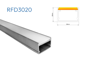 RFD3020 PERFIL DE ALUMINIO CRUDO DIFUSOR OPAL SILICONA 1mtr
