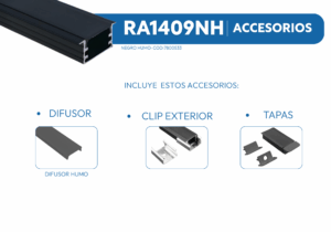RA1409 PERFIL DE ALUMINIO NEGRO DIFUSOR HUMO 1mtr 2 RA1409 2
