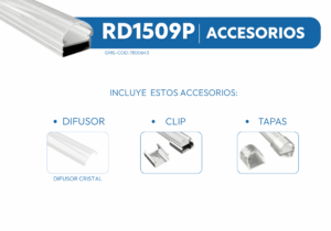 RD1509P PERFIL DE ALUMINIO DIFUSOR CRISTAL 1mtr 3 RD1509 3