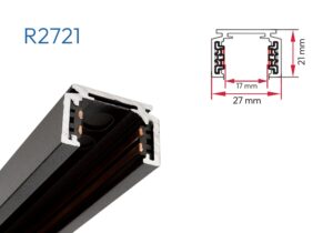 R2721 PERFIL ALUMINIO RIEL MAGNÉTICO NEGRO 1mtr