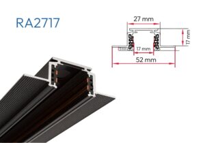 RA2717 PERFIL ALUMINIO RIEL MAGNÉTICO NEGRO 1mtr